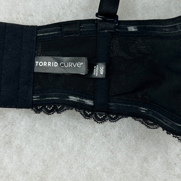 Torrid Bra‎ Womens 40C Curve Bombshell Everyday Strapless Black Lace Convertible - Picture 11 of 13